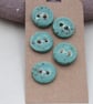 5 Small Round Eggshell Blue Ceramic Buttons - Image 4