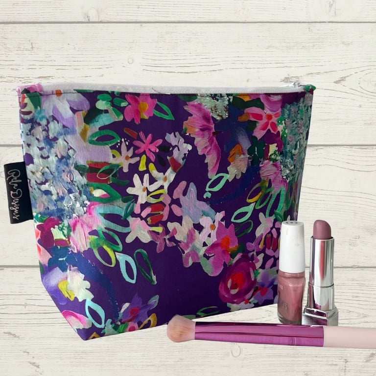 makeup bags purple floral