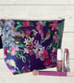 makeup bags purple floral