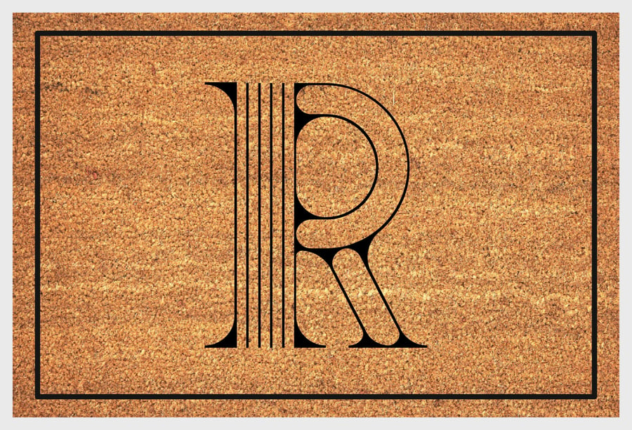 R Letter Door Mat - Monogram Letter R Welcome Mat - 3 Sizes