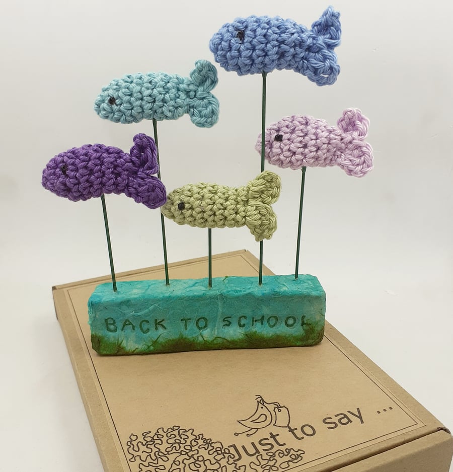  Crochet Fish and Clay - Alternative to a Back to School Card 