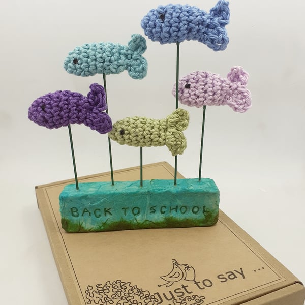  Crochet Fish and Clay - Alternative to a Back to School Card 