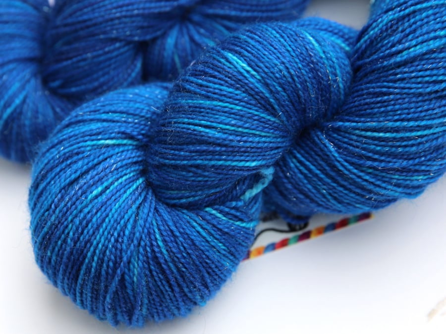 SALE Starlight Starbright - Silver Sparkly superwash merino 4-ply yarn