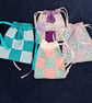 Pair of patchwork drawstring bags, gift bags, project bags. Choice of colours - Image 5