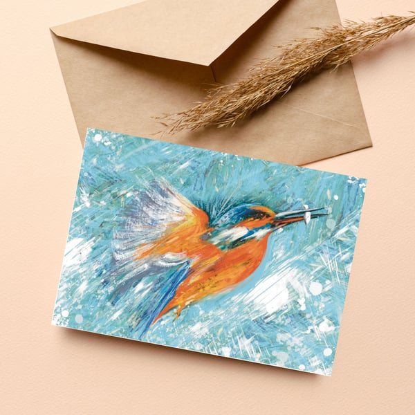 Blank card Kingfisher  bird blank card