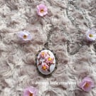 Floral embroidered necklace.Floral Necklaces.Embroidered Necklaces.cherry blosso