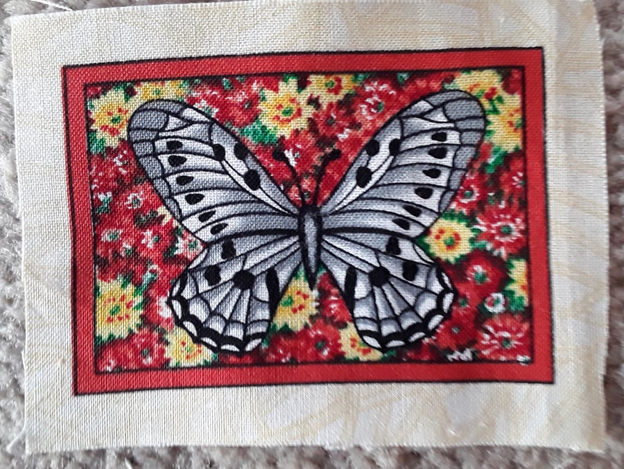 Grey,white and black butterfly. 100% cotton fabric