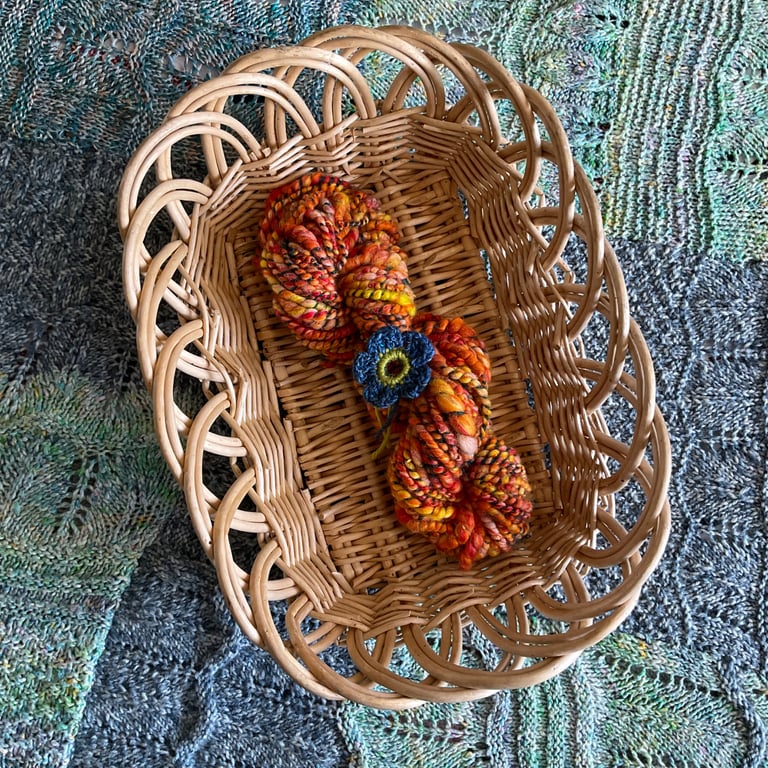 Hand spun art yarn - wool and mohair