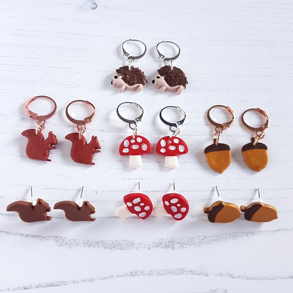 Autumn woodland themed earrings - choose your style