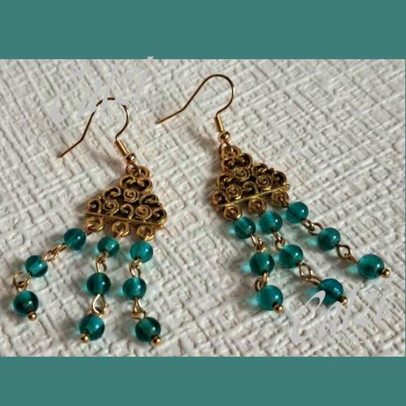 Dark Turquoise Teal Boho Dangle Earrings