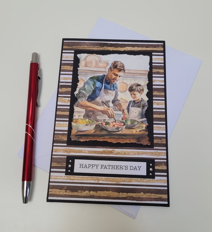 Fathers Day Card - Father and Son Cooking