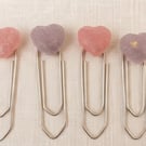 Handmade resin heart paperclip bookmarks 