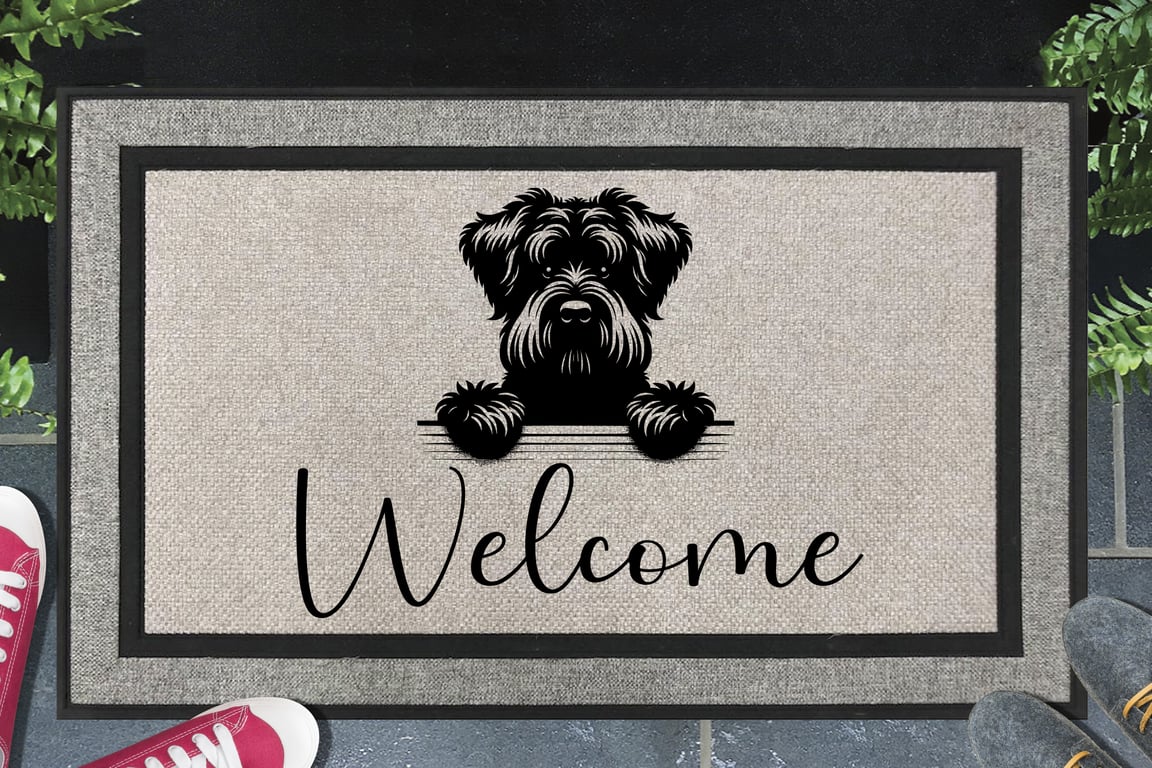 Black Russian Terrier Door Mat - Personalised All Weather Doormat - 45x70cm 