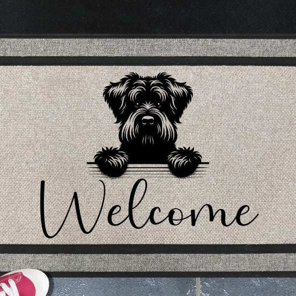 Black Russian Terrier Door Mat - Personalised All Weather Doormat - 45x70cm 