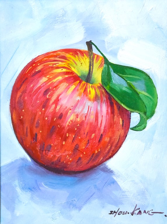 Apple Oil Painting – Original & One of a Kind – A Gift to Bring Smiles