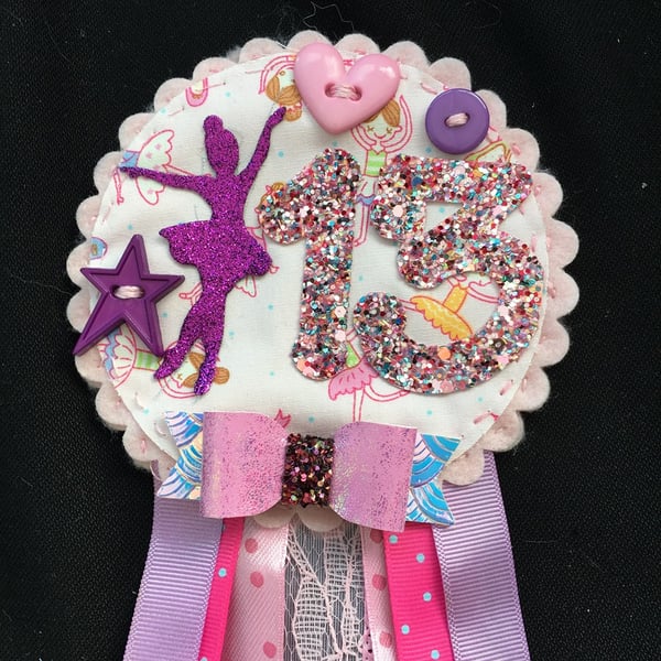 Birthday badge, rosette - Ballet - dancing - personalised