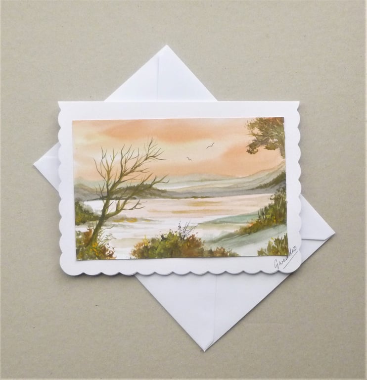 hand painted original art blank greetings card ( ref F 611 G1 )