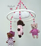 Teddy Bear Baby Mobile, Handmade Crochet Nursery Decor, Newborn Keepsake Gift