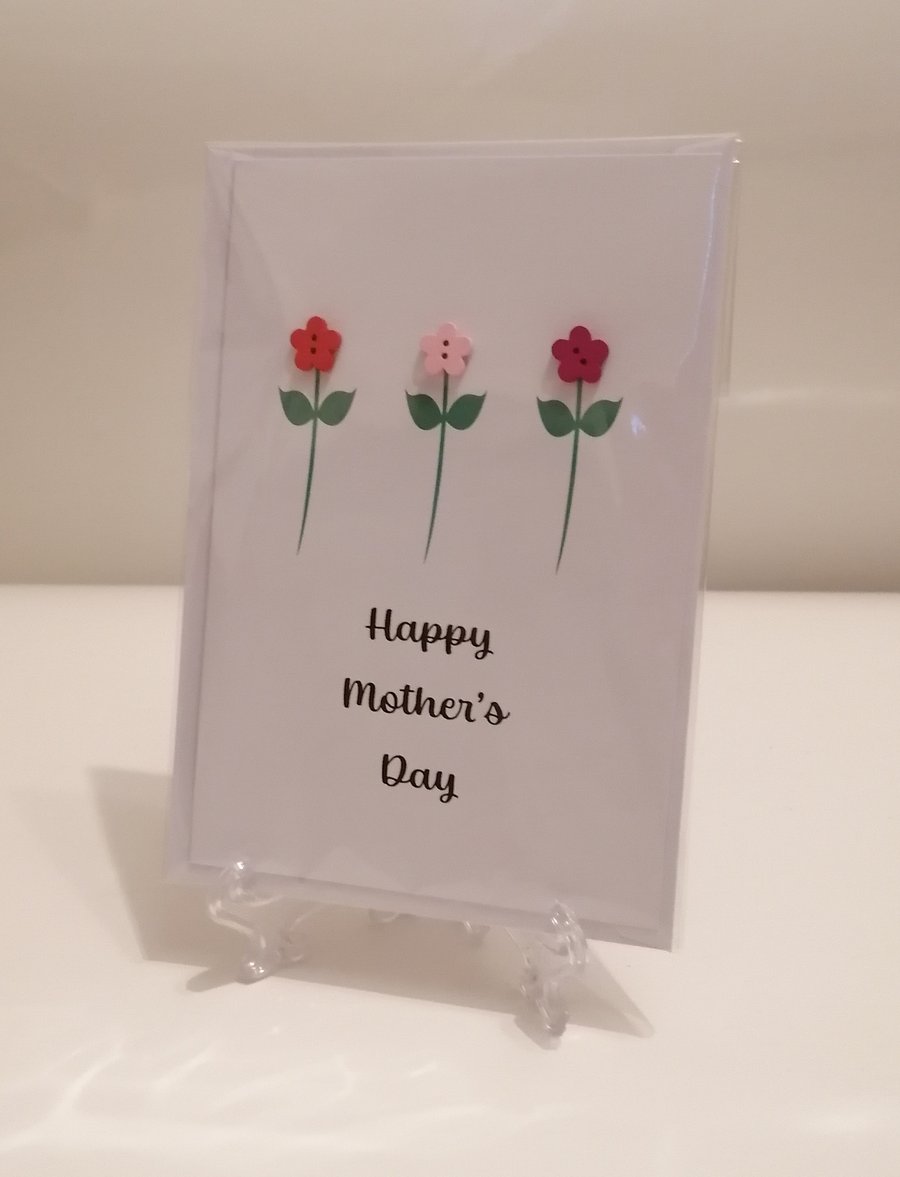 Happy Mothers Day flower buttons greeting card