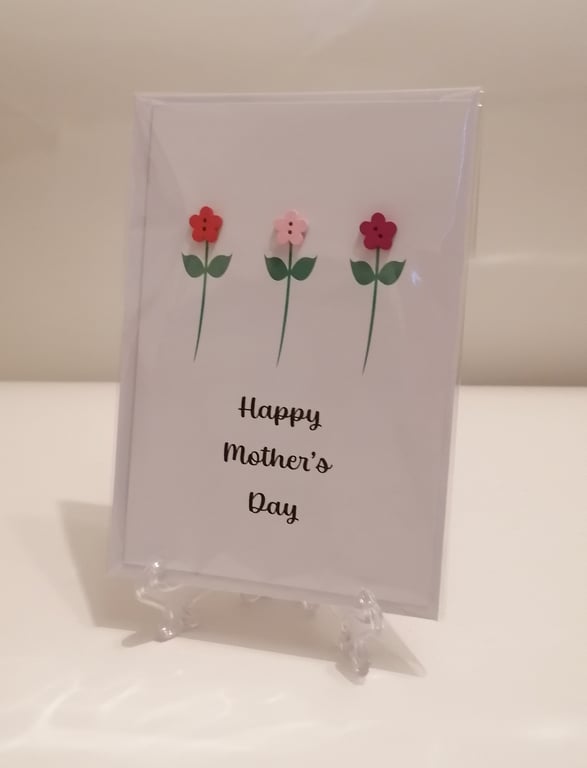 Happy Mothers Day flower buttons greeting card