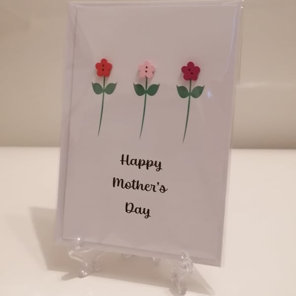 Happy Mothers Day flower buttons greeting card