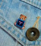 Aries Bear Pin, Handmade Tiny Star Sign Wooden Teddy Badge - Image 3