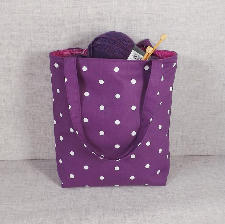 Tote bag, shopping bag, spotty bag Folksy