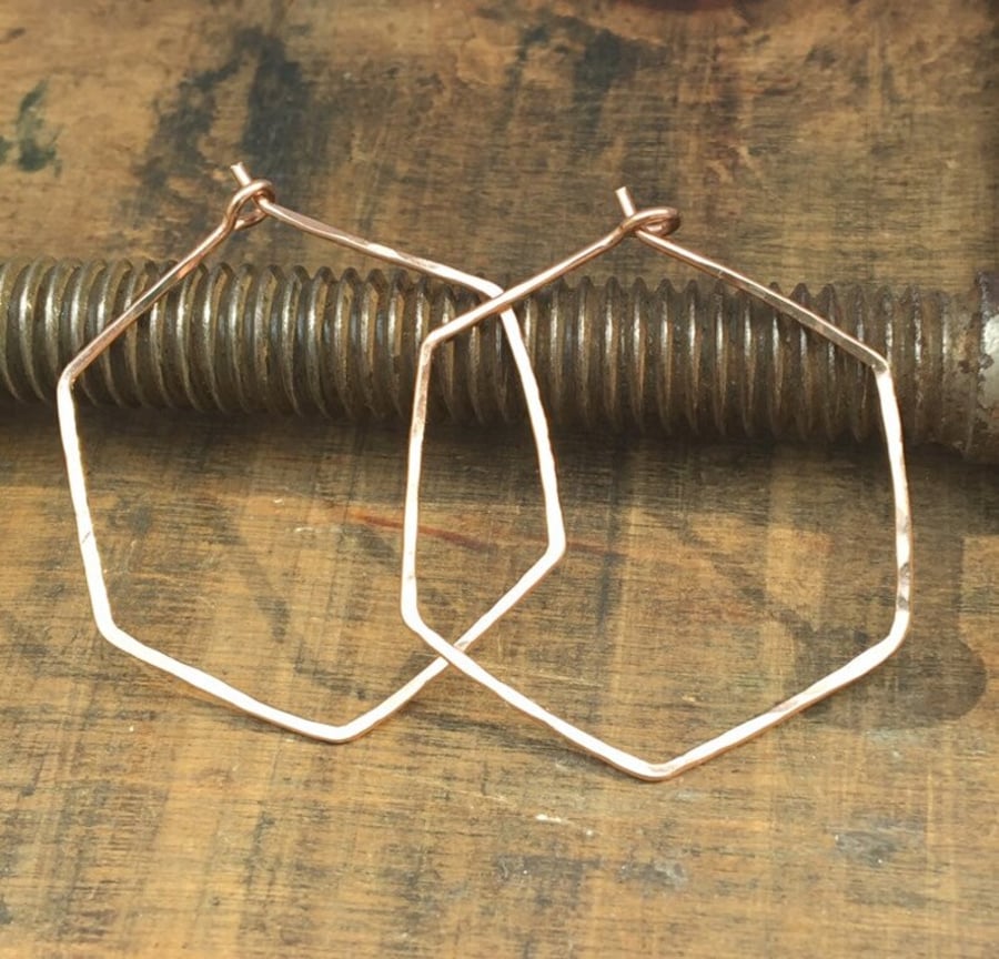 Small Gold Fill Hexagonal Hoop Earring