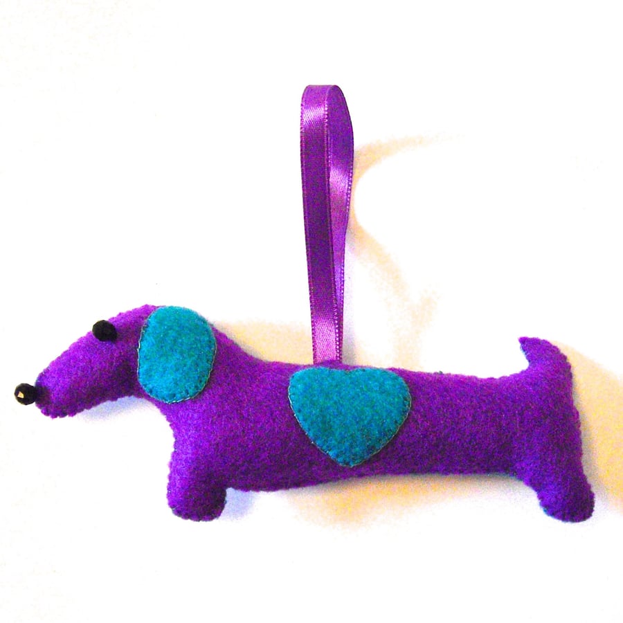 Cute Felt Dachshund Hanging Decoration - UK Free Post
