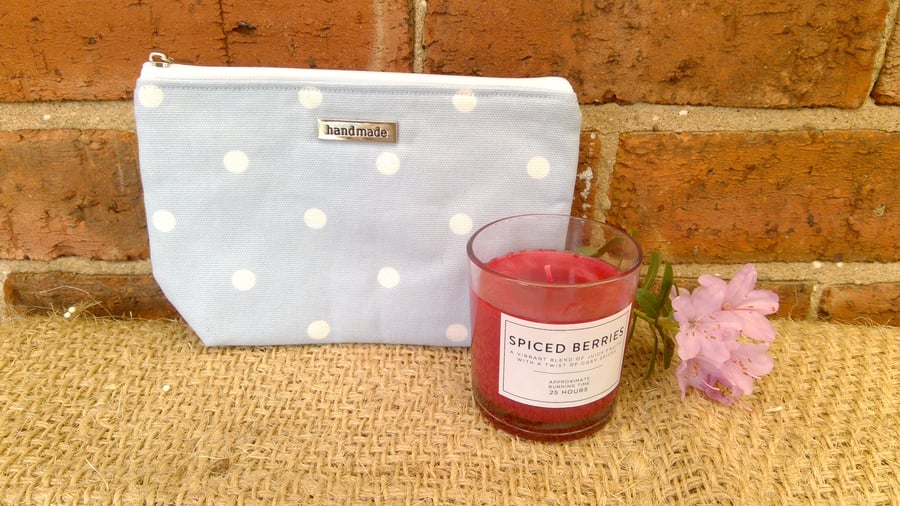 Baby Blue Polka Dot Zip Pouch