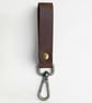 Rustic Brown Full Grain Leather Belt Loop Key Holder Brass Snap Hook UK - Image 4