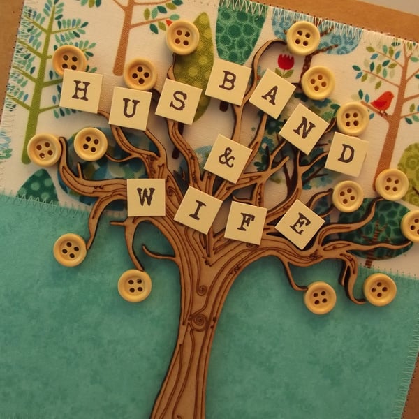  Husband And Wife Fabric Wedding Greetings Card