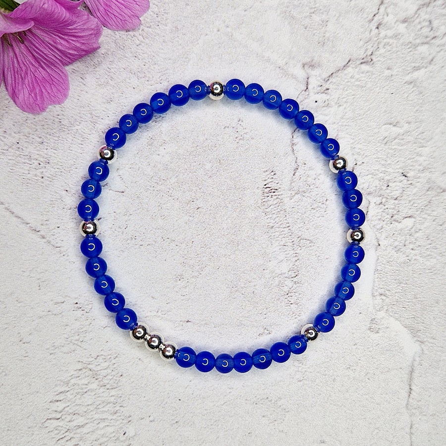 Blue Onyx Bead Bracelet
