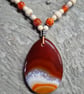 Orange Brown Onyx Agate Teardrop pendant - Image 1