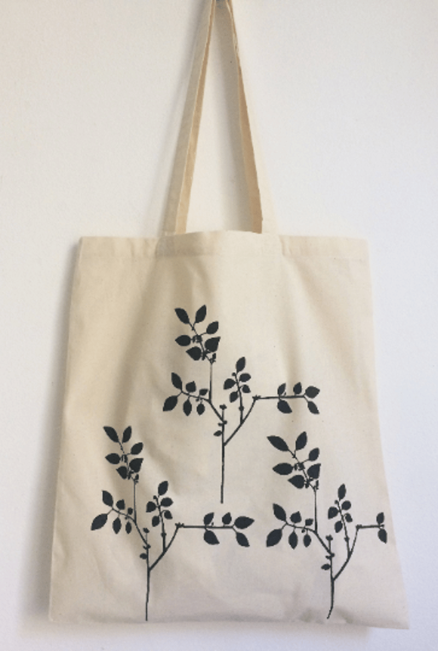 Plants natural cotton tote bag hand printed screen print 