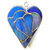 Triple Heart Stained Glass Suncatcher 008 Aqua-Blue