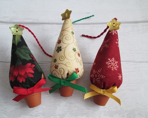 SOLD - Trio of Tiny Christmas Tree Tree Decorations