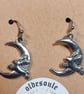 Boho Hippie Handcrafted Earrings Moon and Hare Charm