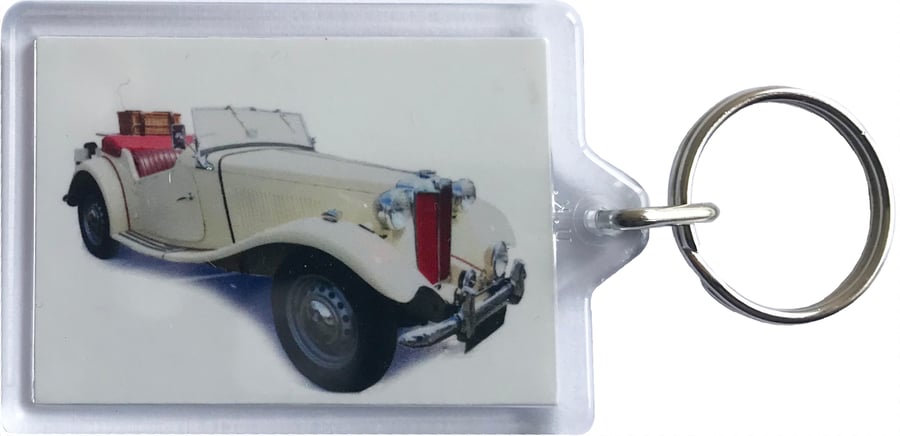 MG TD 1951 - Keyring with 50x35mm Insert - Car Enthusiast