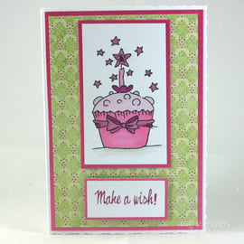 Pink cupcake birthday card
