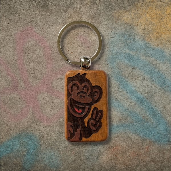 Happy Monkey Keyring: "Peace & Bananas Charm