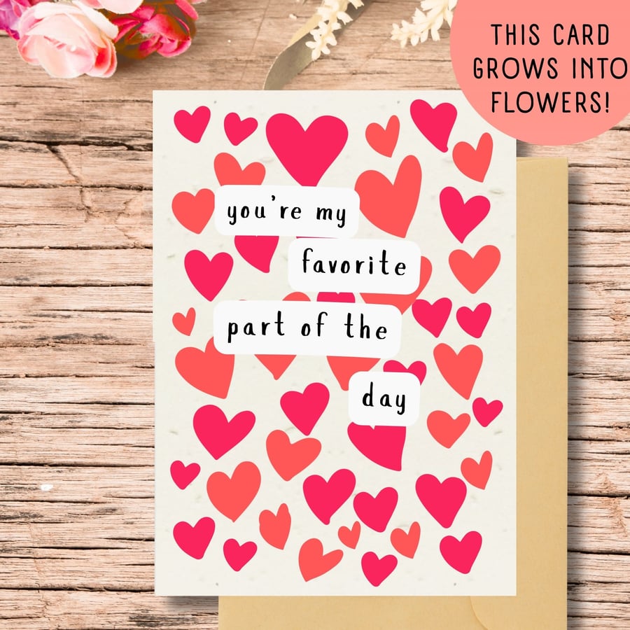 Plantable valentines Card, Seed Paper Card, Handmade