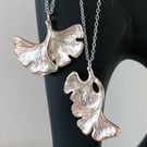 Copper & Silver Ginko Leaf Pendant Summer Jewellery