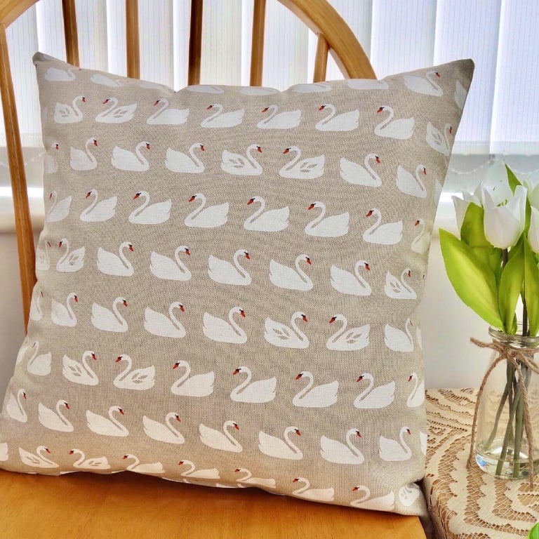 Cushion with Pad: Swans Throw Pillow 17" (43cm) 