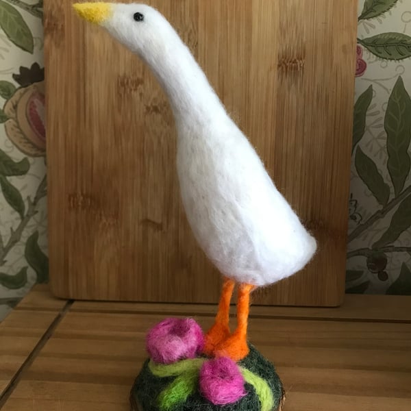 Needle felted-white duck-home decoration 