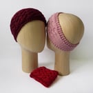 Red Pink or Burgundy Knitted Headband Ear Warmer