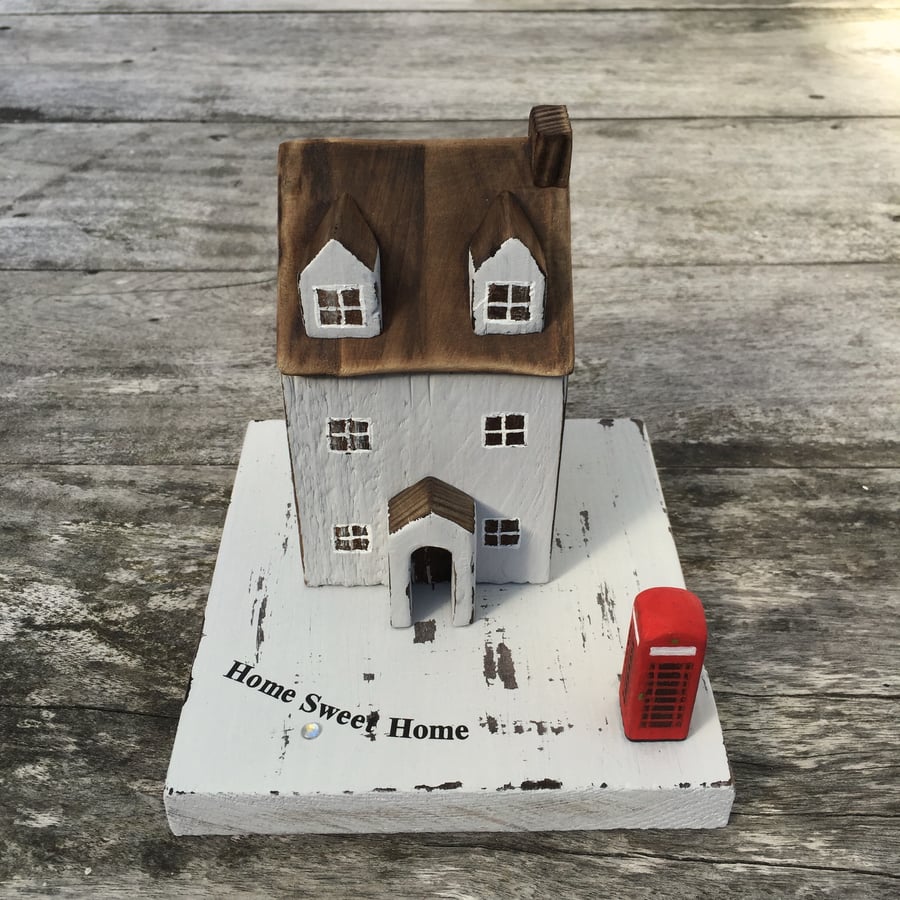 Handmade House with Retro telephone box 