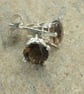 Sterling Silver Stud Earrings with Smoky Quartz Gemstones - Image 2