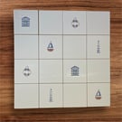 Beach Themed Kiln Fired Ceramic Kitchen Wall Tile - choose a size and design