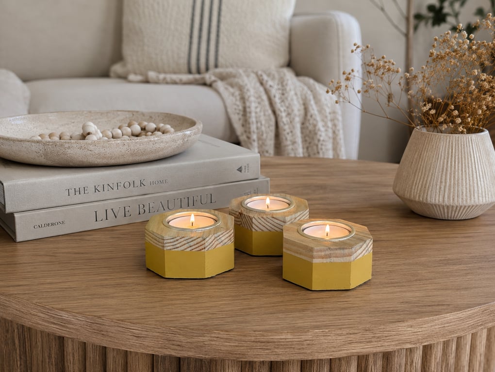 Handmade Wooden Candle Holder Set - Reclaimed Pallet Wood Tealights